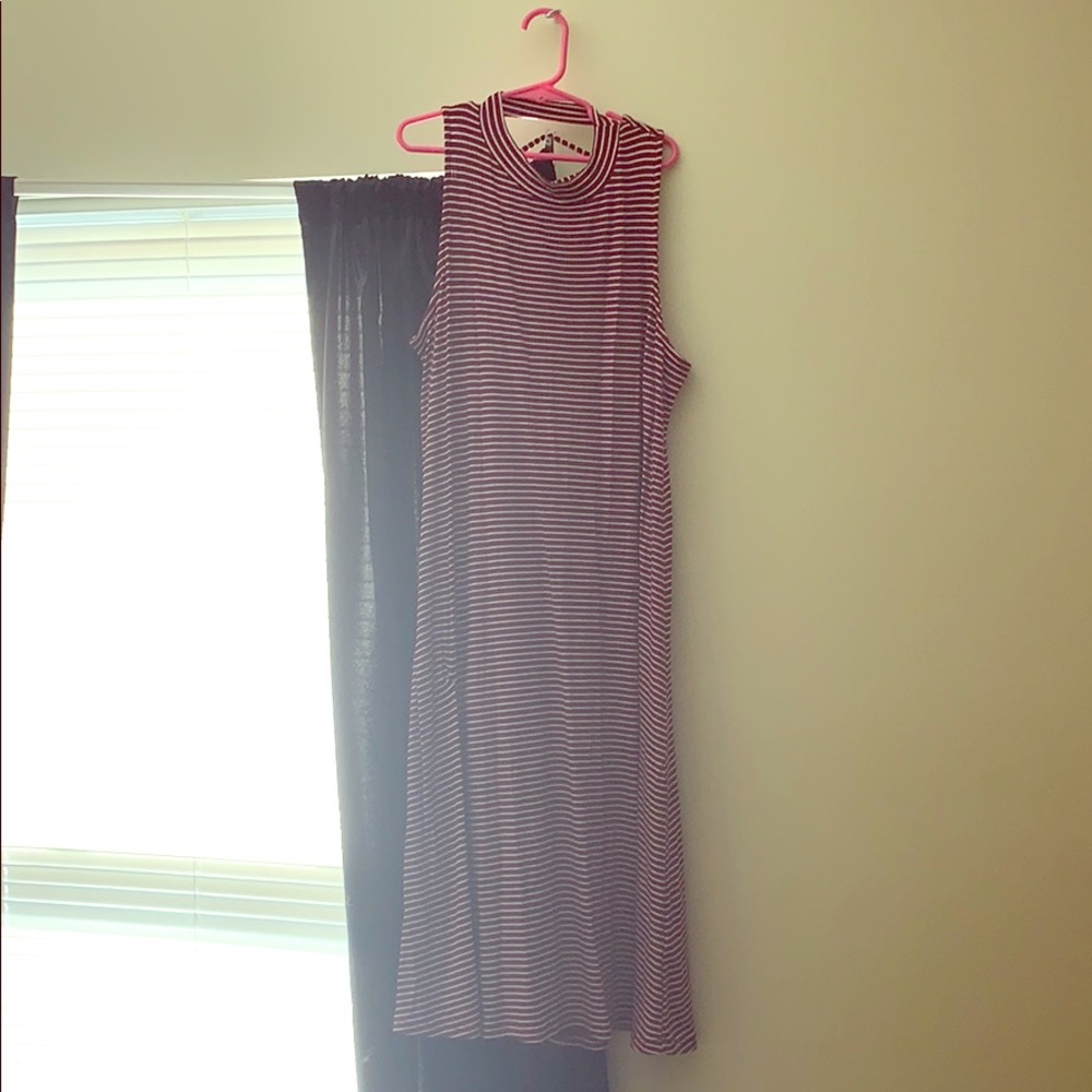 Red and white striped dress
